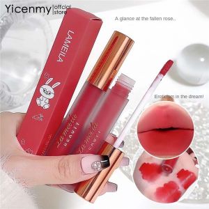 LAMEILA Velvet Matte Air Lip Glaze ไม่ติดกับถ้วย Silky Glass ลิปกลาสกันน้ำสีริมฝีปากที่ยาวนาน