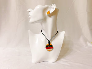 ECO STORY™ Terra Cotta YELLOW ROUND Pendant and Earrings Handmade Jewellery Set