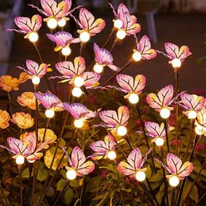 OKDEALS01 6/9 Head Butterfly Solar Garden Lights Waterproof 8 Light Modes Solar Decorative Lights Energy Saving Realistic Solar Landscape Lights Patio Decor