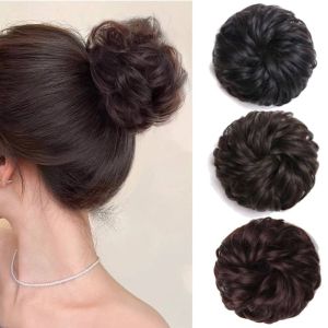 Wig Hair with Rubber Band Fashion Bun Head Ponytail Wig High-temperature Synthetic Women Hair