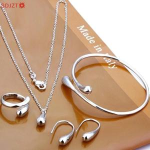 🚚【Local Express Delivery】🚚 4Pcs Fashion Teardrop Jewelry Set For Women Simple Ring Necklace Bracelet Earrings Set For Banquet Wedding Jewelry