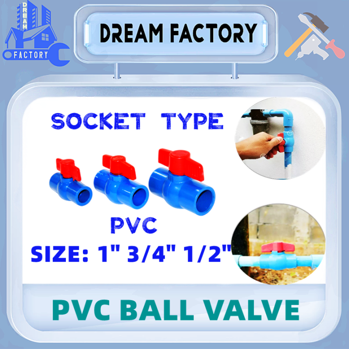 PVC Blue Ball Valve Plain 1/2