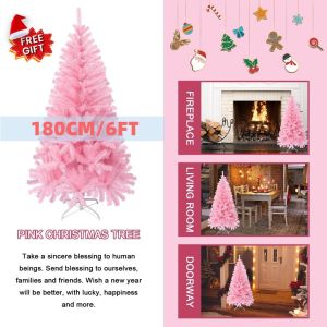 Everpink Pink Christmas Xmas tree 8ft makapal set white with decor set decoration for home