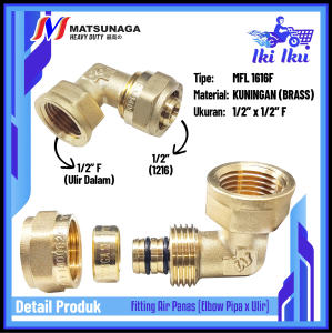MATSUNAGA Sambungan Elbow Pipa Air Panas Kuningan – Pipa X Ulir Dalam