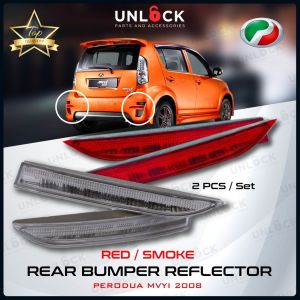 UNLOCK (2 pcs) Perodua Myvi 2008 - Rear Bumper Led Red Reflector/Somke Cover Warning Led Brake Light Car Light Lampu Led Bumper Belakang Kereta Car Accessories Aksesori Kereta Automotive Automobile