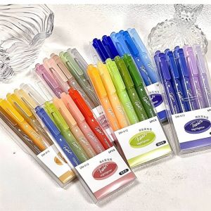 CHLOCH 5pcs/set Đầu bút kép Bộ bút đánh dấu Cửa sổ hiển thị Nhiều màu sắc Bút đánh dấu Đầy màu sắc Bảo vệ mắt Công cụ làm nổi bật cửa sổ hiển thị Viết nhật ký