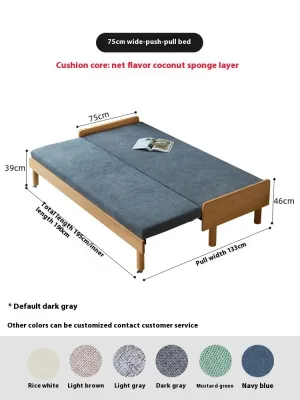 Solid Wood Sofa Bed escopic Small-sized Living Room Sofa Bed Foldable Double Single Dual-purpose