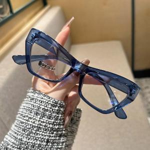 JN IMPRESSION กรอบแว่นตาแบบธรรมดาตาแมวกรอบกระดองเต่ายุโรปและอเมริกาแว่นเลนส์อ่อนกันสีฟ้าสำหรับตกแต่งแฟชั่น