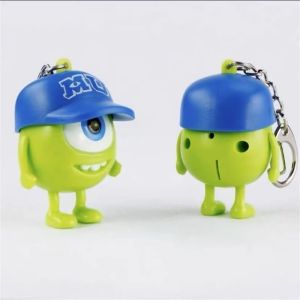 kawaii Monsters Inc Mike Keychain Anime Cute Cartoon Figure Big Eyes Monster Will say I love you Toy Backpack Pendant Car Key Chain Girl Gift