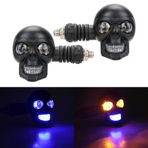 A pair Driving light Turn Signal Light Skull Head Shape Turn Signal Light 12V for Motorcycle