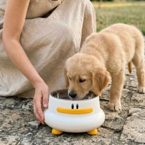 OUTOPEN Anti-choke Cat Slow-Feeding Bowl 2 in 1 Anti-Slip Pet Drinking Bowl Cute Cartoon High Foot Bowl Feeding Drinking