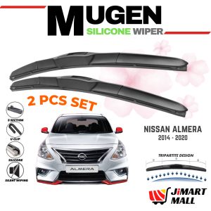 NISSAN ALMERA N17 JAPAN MUGEN SILICONE WIPER Front Windshield Windscreen Clear Wiper Blade Nano Boneless Hybrid Silent Kereta 汽车雨刷扫水器