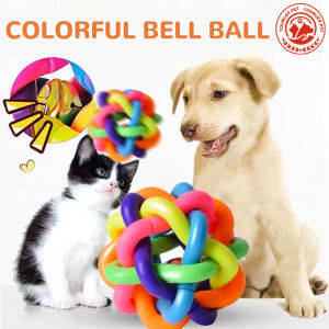 Dog Toy Colorful Bell Toy Rainbow Bell Rubber Bell Toy Dog Molar Sounding Bell Toy for Dog Puppy