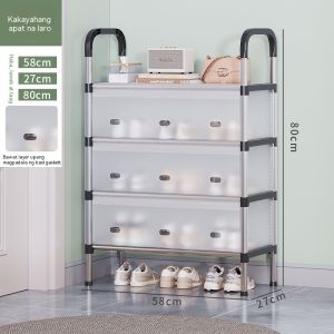 Simple Dustproof Shoe Cabinet (3/4/5/6/7 Layer) with Cover Shoe Rack Stackable Shoe Box Multifunctional Storage Rack