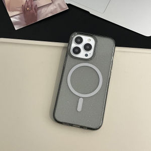 CrashStar MagSafe Glitter Transparent Clear Thick Hard Phone Case For iPhone 16 15 14 Pro Max Plus 13 12 11 Pro Max Wireless Charging Phone Casing Diamond Shockproof Phone Cover Shell