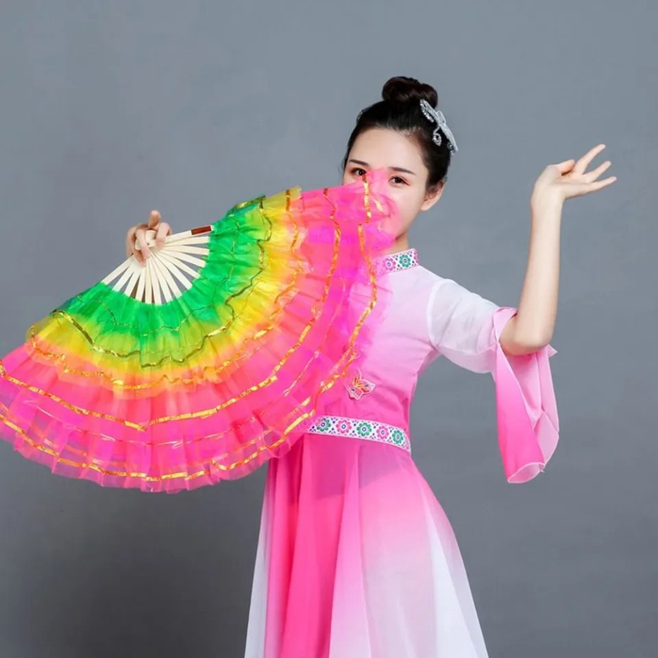 Satin Dance Fan Silk Dance Fan Belly Dance Fan Silk Scarfs Japanese  Accessories Square Dance Accessories Decorative Folding Fans Silk Fan for  Woman