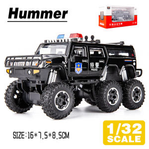 LEO 1:32 Hummer Police Car Metal Diecast Alloy Toy Car Model Trucks For Kids Toys Vehicles Hobbies Collectio