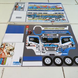 Pola stiker miniatur truck oleng ukuran besar 2 lembar Anti gosip/Ditdim biru C0D