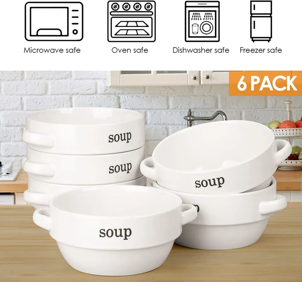 Porcelain French Onion Soup Bowl with Handle Soup Crock Ceramic