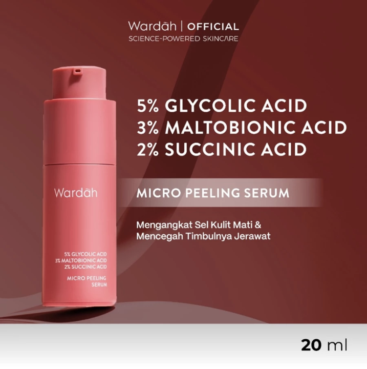 Wardah 5% Glycolic Acid 3% Maltobionic Acid 2% Succinic Acid Micro Peeling Serum - 20mL