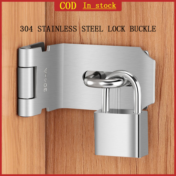 Stainless Steel 90 Degree Padlock Hasp Door Shed Door Lock Safety Padlock  Door Buckle Gate Bol (3/4/5 Inches)