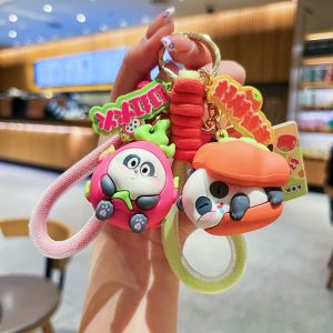EYT6YT Cute Fruit Panda Keychain Cartoon Creative Car Keyring Hanging Ornaments Funny Bag Pendant Boy Girl
