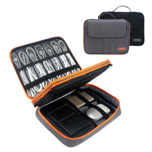 EverToner Multi-Function Cable Storage High Capacity Double Layer Travel Digital Storage Bag Gadget Organizer Pouch