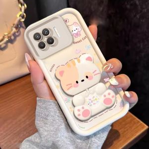 FOR เคส เคสสำหรับ OPPO A93 4g F17 PRO OPPO Reno 4F reno4 F เคสศัพท์แบบนุ่มซิลิโคนกันกระแทก ดีไซน์ใหม่สวยงาม ลายการ์ตูนแมวพร้อมที่วางกระจก JTMMZJ01