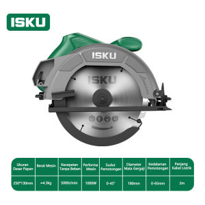 ISKU Mesin Potong Kayu Circular Saw 1000W / Gergaji Circular 7 Inch Untuk Potong Kayu Pemakaian Rumah Tangga