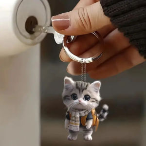 [Faster YG] เครื่องประดับห้อยติดกระจกมองหลังรูปลูกแมวแบน2D น่ารัก1ชิ้นเครื่องประดับตกแต่งรถยนต์ของขวัญตกแต่งรถยนต์สำหรับผู้หญิงผู้ชาย