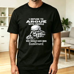 Ins Goth Dark Street T Shirt Men Creeping Skeleton Skull I Refuse To Argue Sarcastic Attitude Meme Graphic Everyday Casual Tee