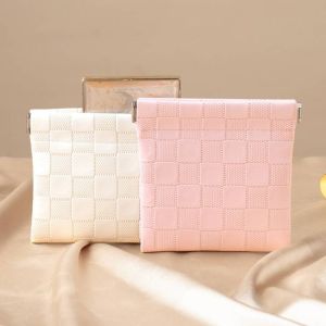 3PCS Chessboard Pattern PU Self Sealing Portable Wallet Lipstick Key Bag Automatic Closure Coin Purse
