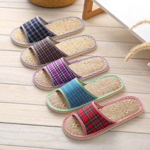 Linen Rattan Hotel Guest Indoor Slippers Beach Slippers for Women and Men Home Daily Necessities Lazy Slippers Summer Cool Shoes Breathable Lightweight for Bedroom Bathroom Spa Use