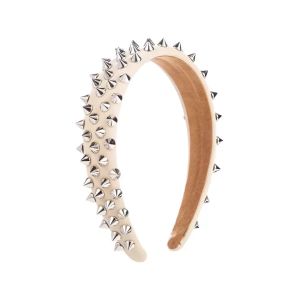 Punk Studded Headband Rock Roll Hair Band Spike Hair Clips for Halloween Cosplay Party (Black)