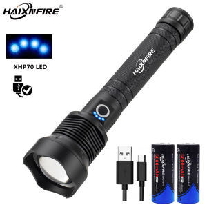Haixnfire H007 8000 lumens xhp70.2 the strongest flashlight zoom led best camping outdoor USB charger