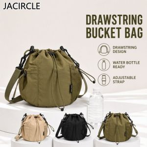 Nylon Drawstring Bucket Crossbody Bag Adjustable Strap Water Bottle Phone Pouch Korean Style