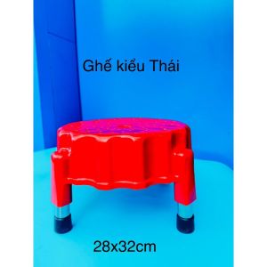 Ghế đôn Thái PHÚC HƯNG PHÁT SG kích thước lùn 28x32cm cao 38x32cm mặt nhựa chân inox.