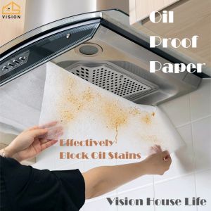 Vision 5/10m Range Hood Oil Proof Paper Sticker Anti Oil Stain Filter Screen Kitchen Self-adhesive High Temperature Resistant Oil Suction Paper Oil Absorbing Paper Non-woven Oil Fume Filter Membrane