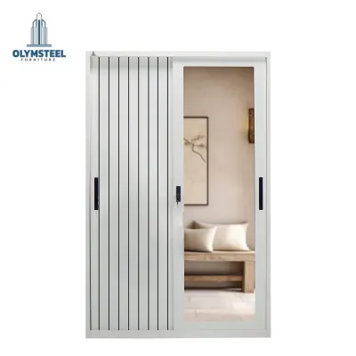Olymsteel OSWS 120 Lemari Pakaian Besi Sliding 2 Pintu / Lemari Baju Minimalis