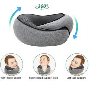Memory Foam U-Shaped Neck Pillow Adjustable Velcro Breathable Skin-Friendly With Storage Bag Compressible Portable Pillow for Flight Travel Car Use