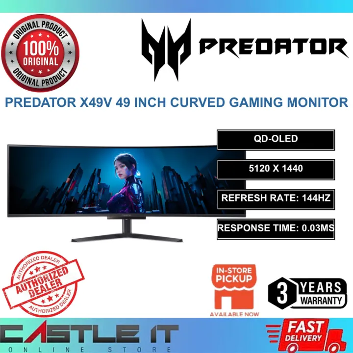 Acer Predator X49V 49 Inch QD OLED DQHD 144Hz 0.03ms Curved Gaming Monitor UM.SXXSM.V01