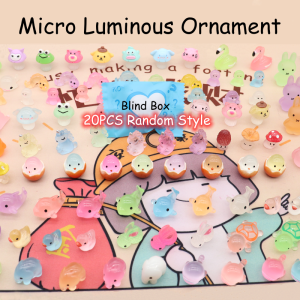 20pcsSet Luminous Mini Animals Trees Micro Landscape Ornament Outdoor Glowing In The Dark Miniature Statue Potted Garden Blind Home Decoration