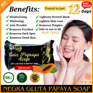 TRENDING SOAP SUPER EFFECTIVE!! Negra Ultima Gluta Papaya Soap GLASS SKIN for Moisturizing Whitening Anti Wrinkle Removes Dark Spot Remove Pimples Stretch Mark Gluta Negra Papaya Soap for all Skin Types