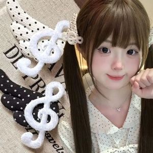 NAELIN 1 Pair Subculture Musical Note Hair Clip Angel Wings Design Polka Dot Angel Wing Clip Retro Musical Notes Polka Dot Barrette For Women Girls