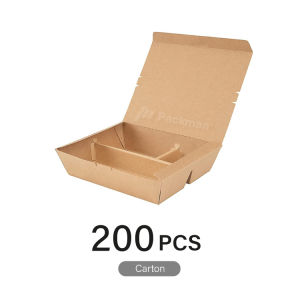 Kraft Bento Box Disposable Lunch Box 3 Compartments Food Grade Oil & Grease Resistant 50/200 PCS