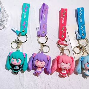 【READY STOCK🛒】Cute Miku Style Anime Figure Keychain PVC Cartoon Doll Pendant Bag Charm Key Ring