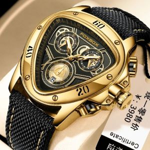 317LIGE นาฬิกาแบรนด์ชั้นนำสำหรับผู้ชาย FOXBOX หน้าปัดใหญ่ โครโนกราฟ สายถัก ควอตซ์ กันน้ำ นาฬิกาข้อมือผู้ชาย + กล่อง