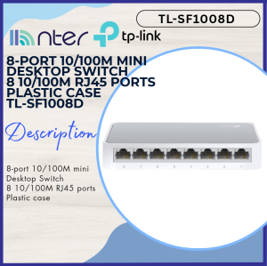 TP-LINK Tplink TL-SF1008D 8 Port 10/100Mbps Table Desktop Fast Ethernet Network Switch Plug and Play Plastic White