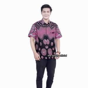 felicitybatik - Atasan Batik Couple Kemeja Wanita Lengan Pendek 7/8 dan Kemeja Pria Batik Seragam [ Barbie ]