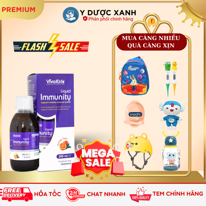 [Hàng Công Ty] VIVAKIDS IMMUNITY LIQUID, 150ml, Bổ sung vitamin khoáng chất - Y Dược Xanh